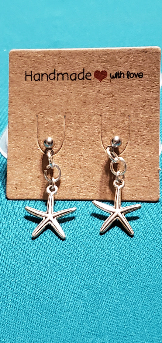 Stainless steel silver plated star post earrings