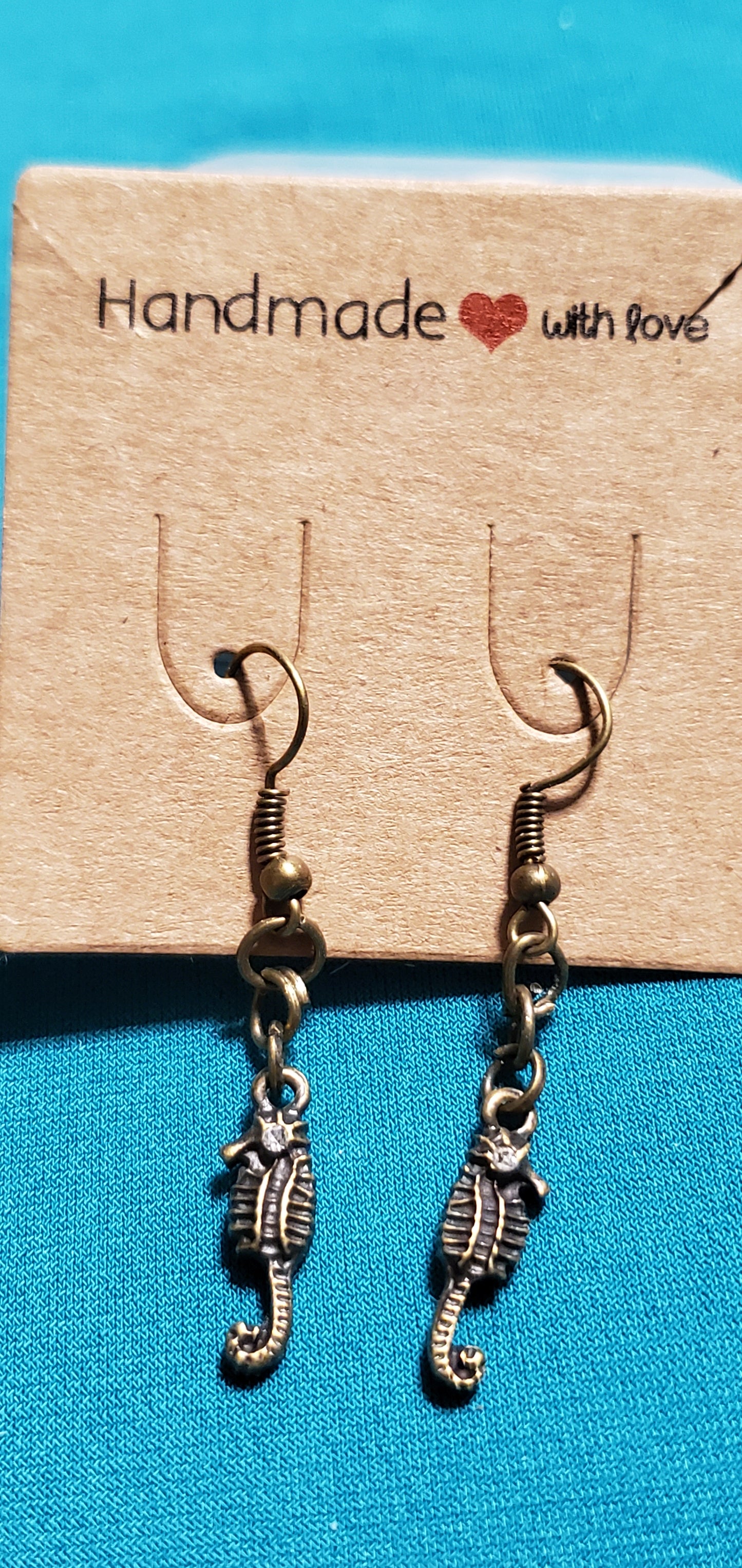 Bronze plated sea horse necklace