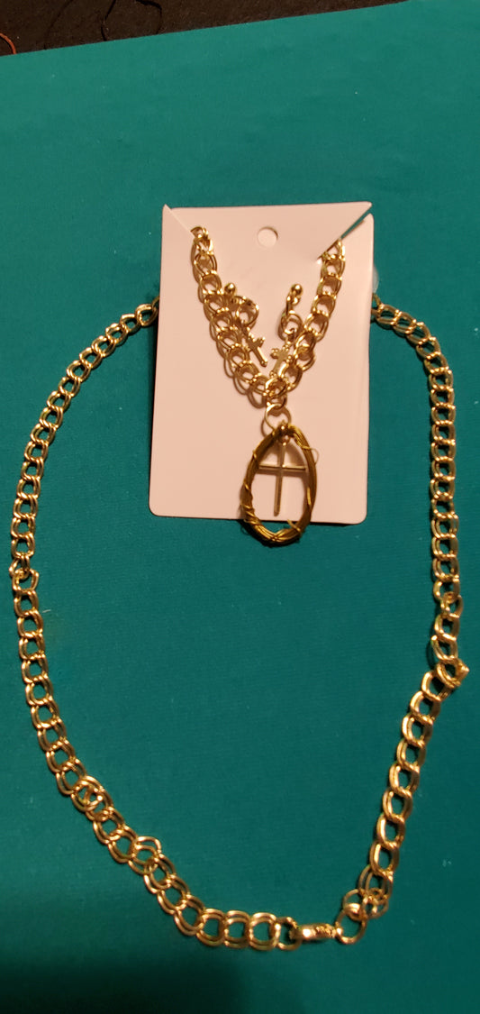 Cross in a crown and cross earrings