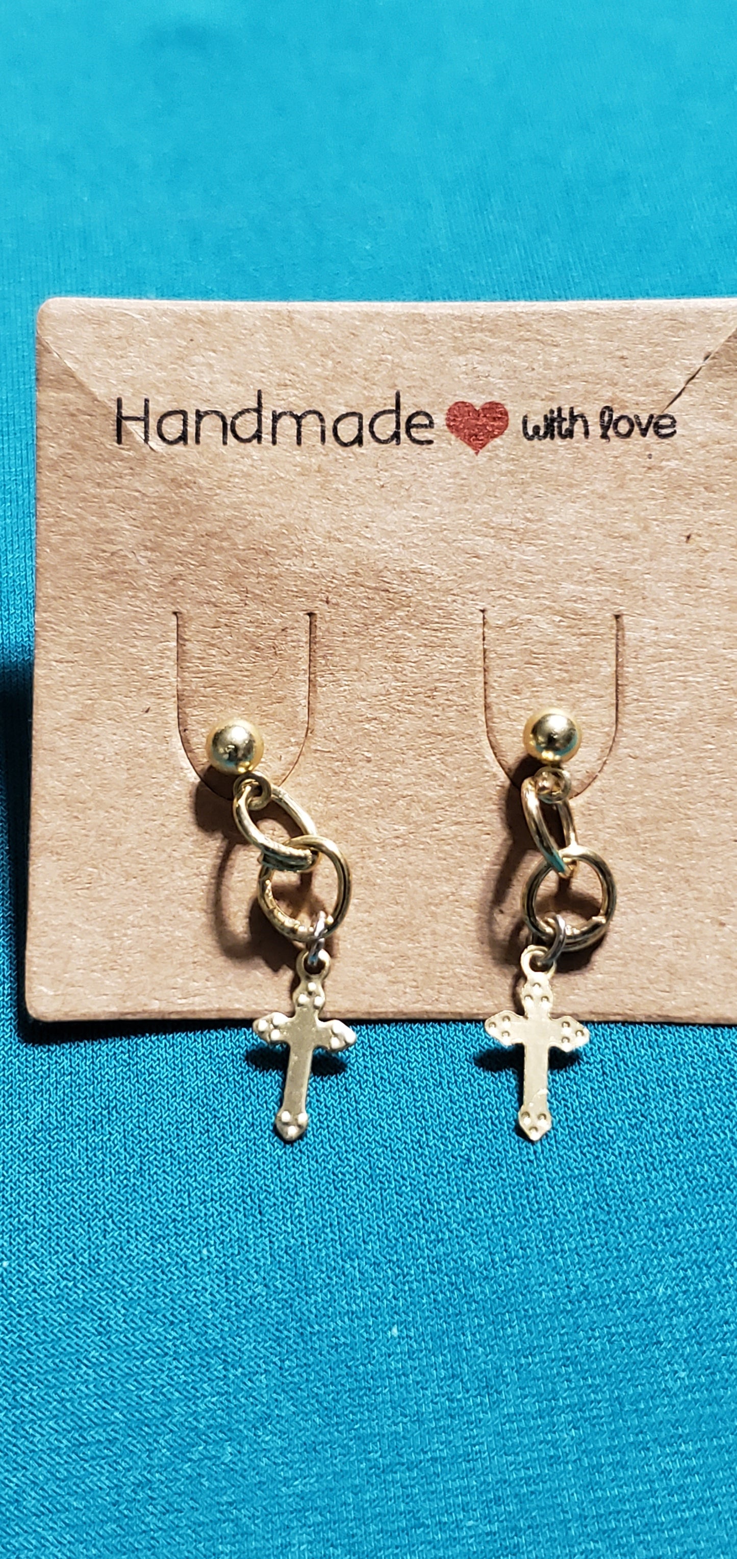 Gold plated cross earrings