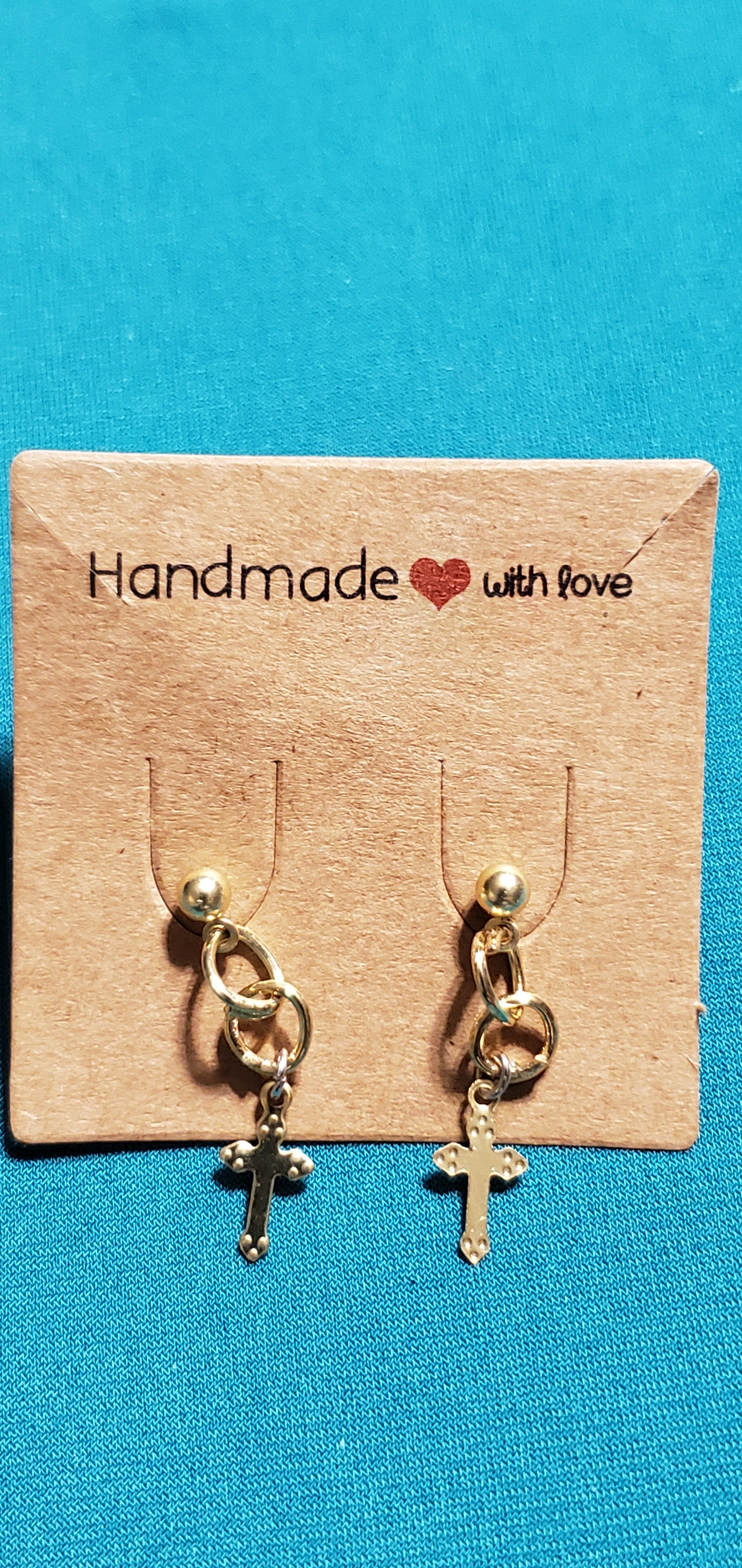 Gold plated cross earrings