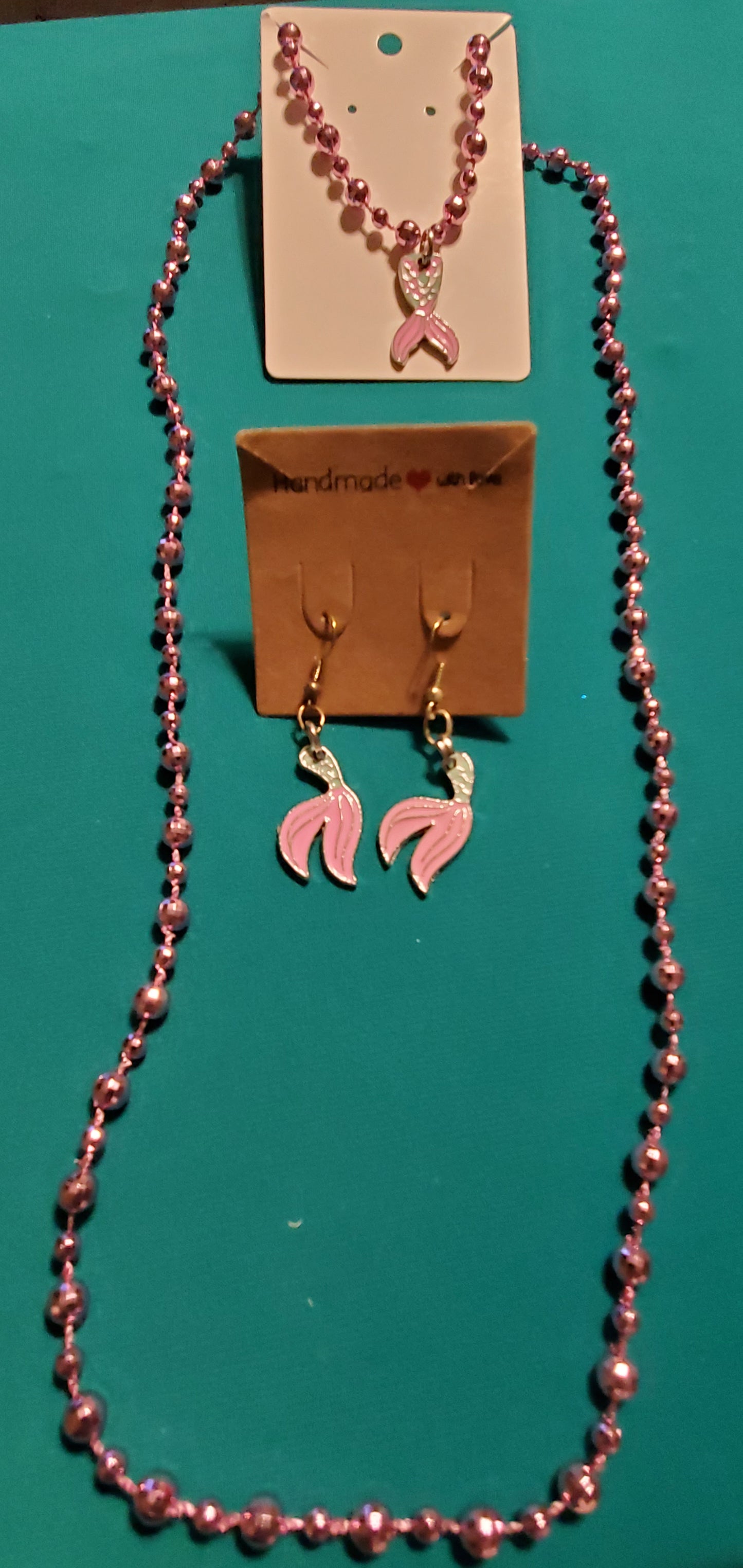 Pink Mermaid tail on bronze fish hook post