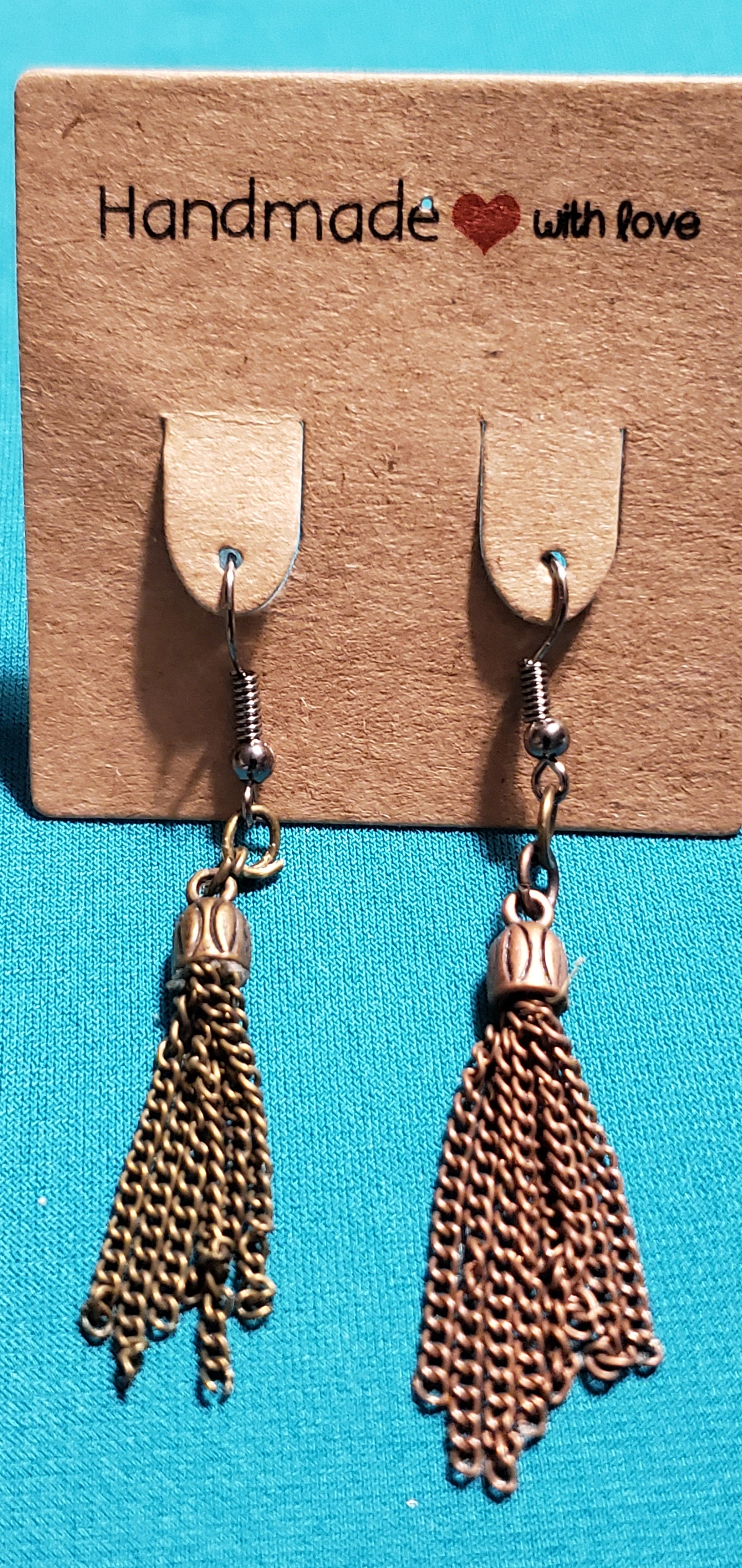 Bronze plated chain earrings