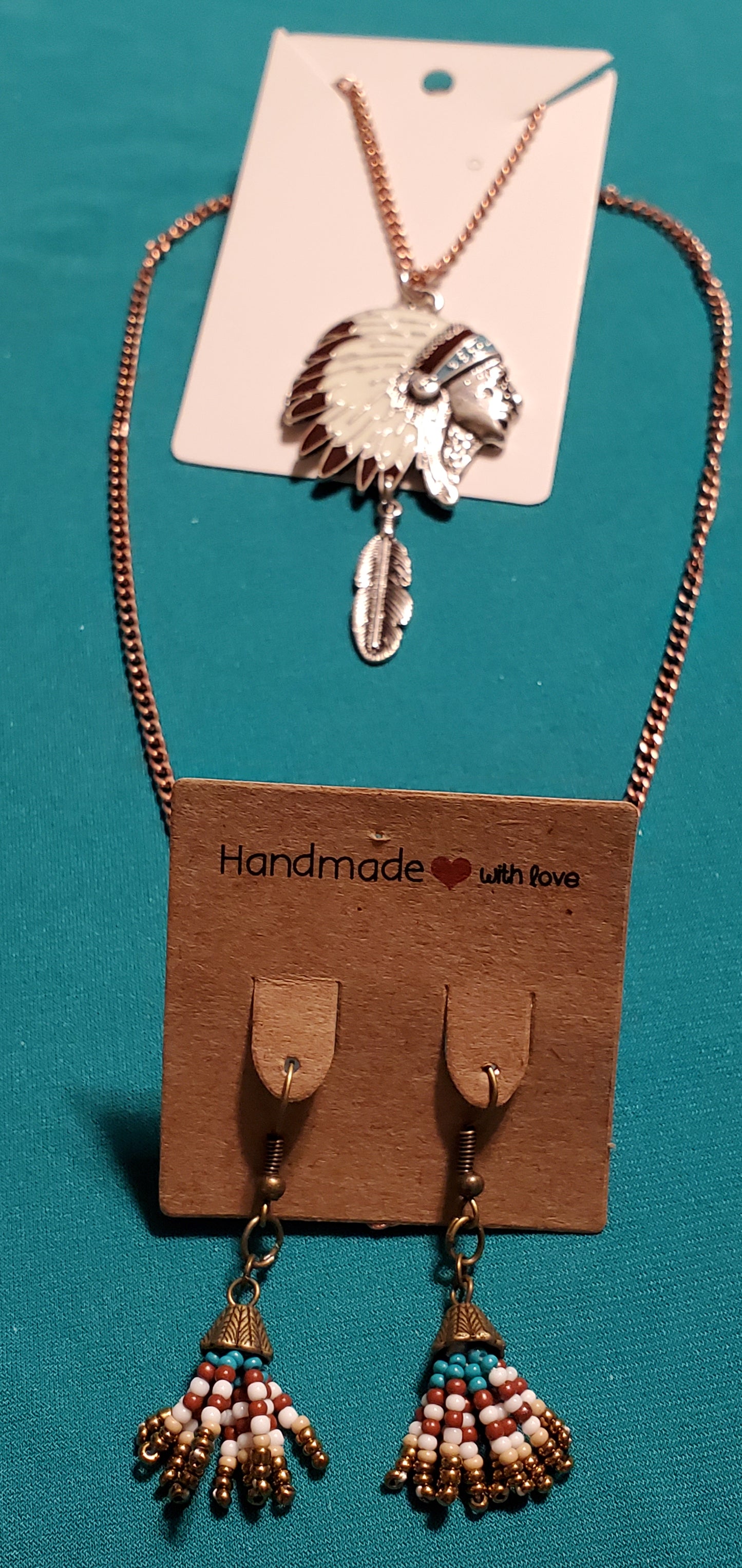 Indian beads earrings on bronze post