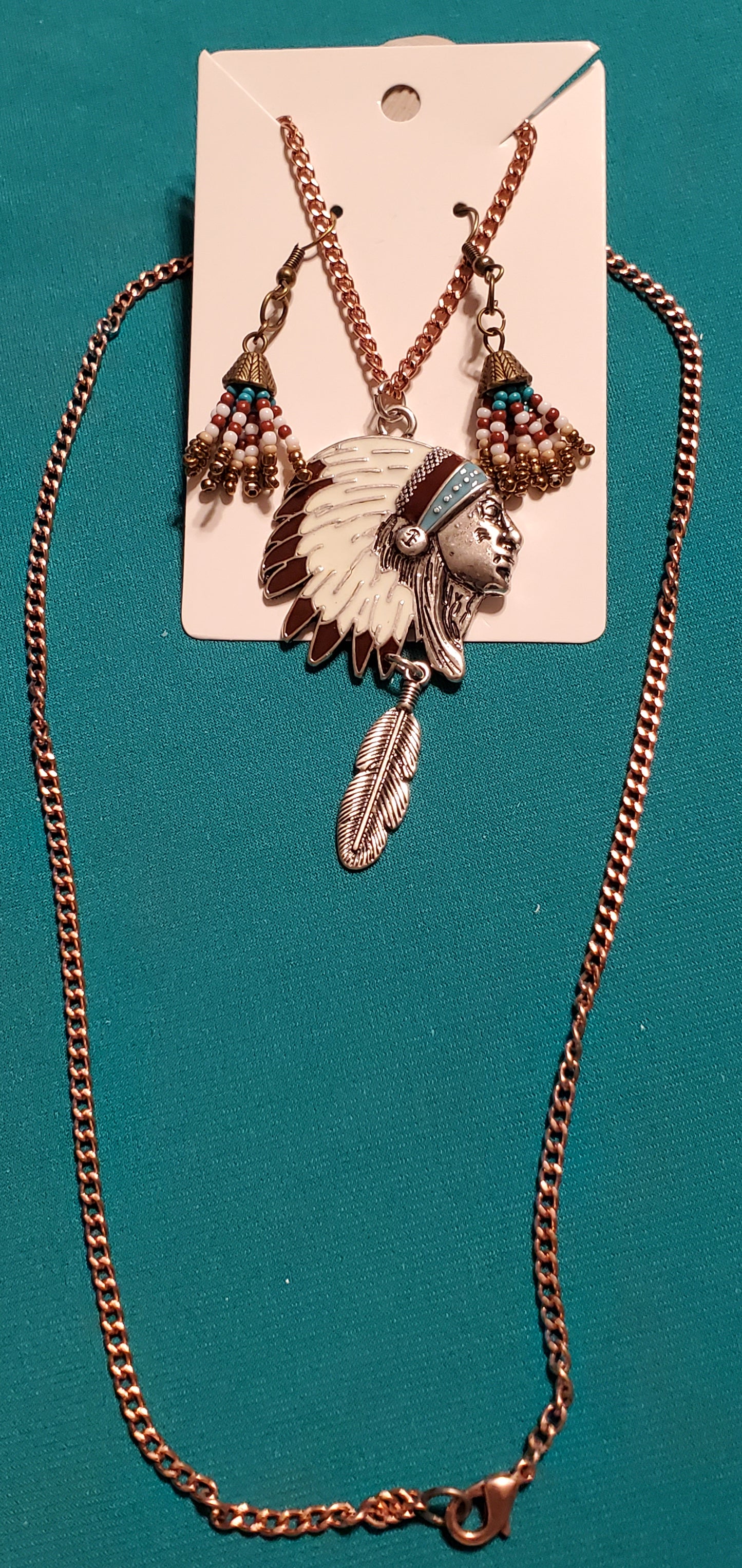 Indian beads earrings on bronze post