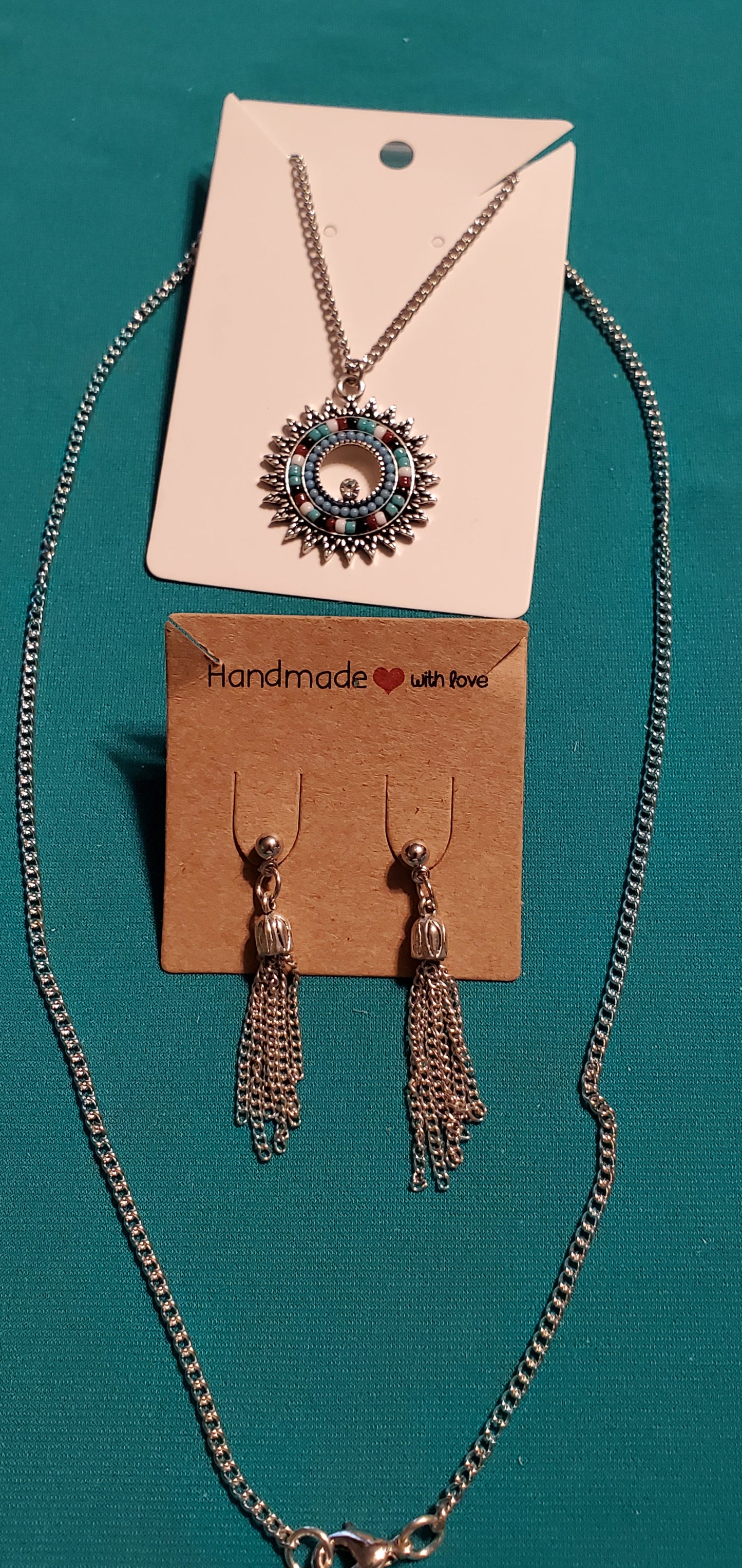 Stainless steel silver plated chain earrings