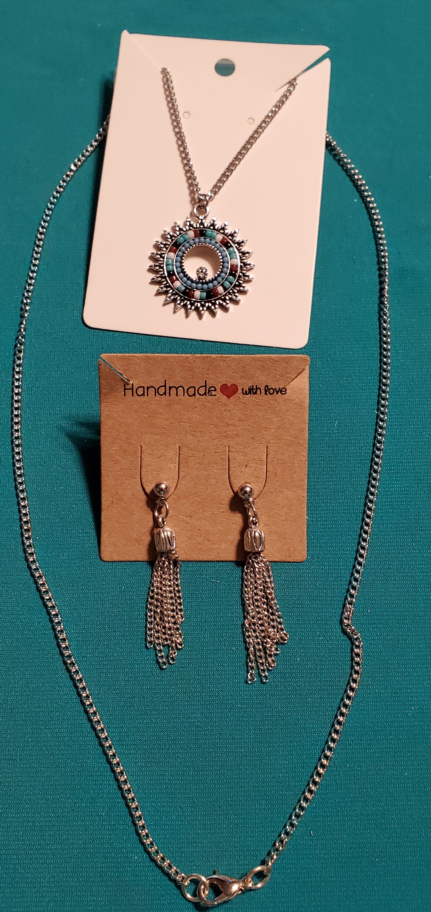 Stainless steel silver plated chain earrings