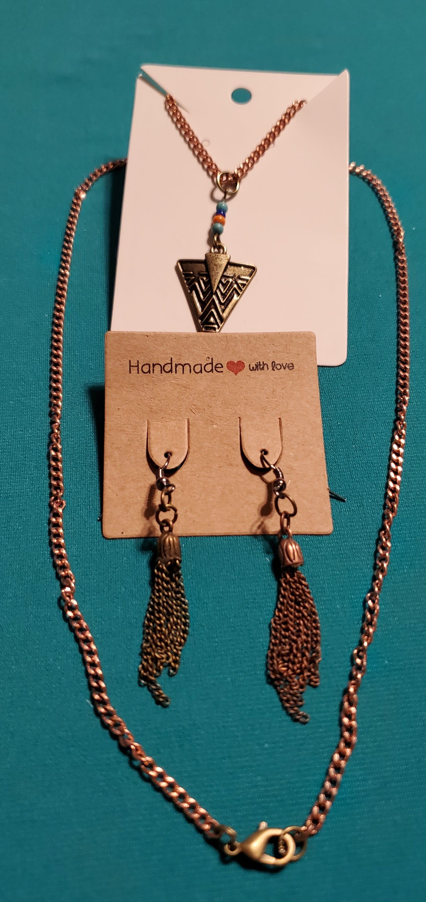 Bronze plated chain earrings