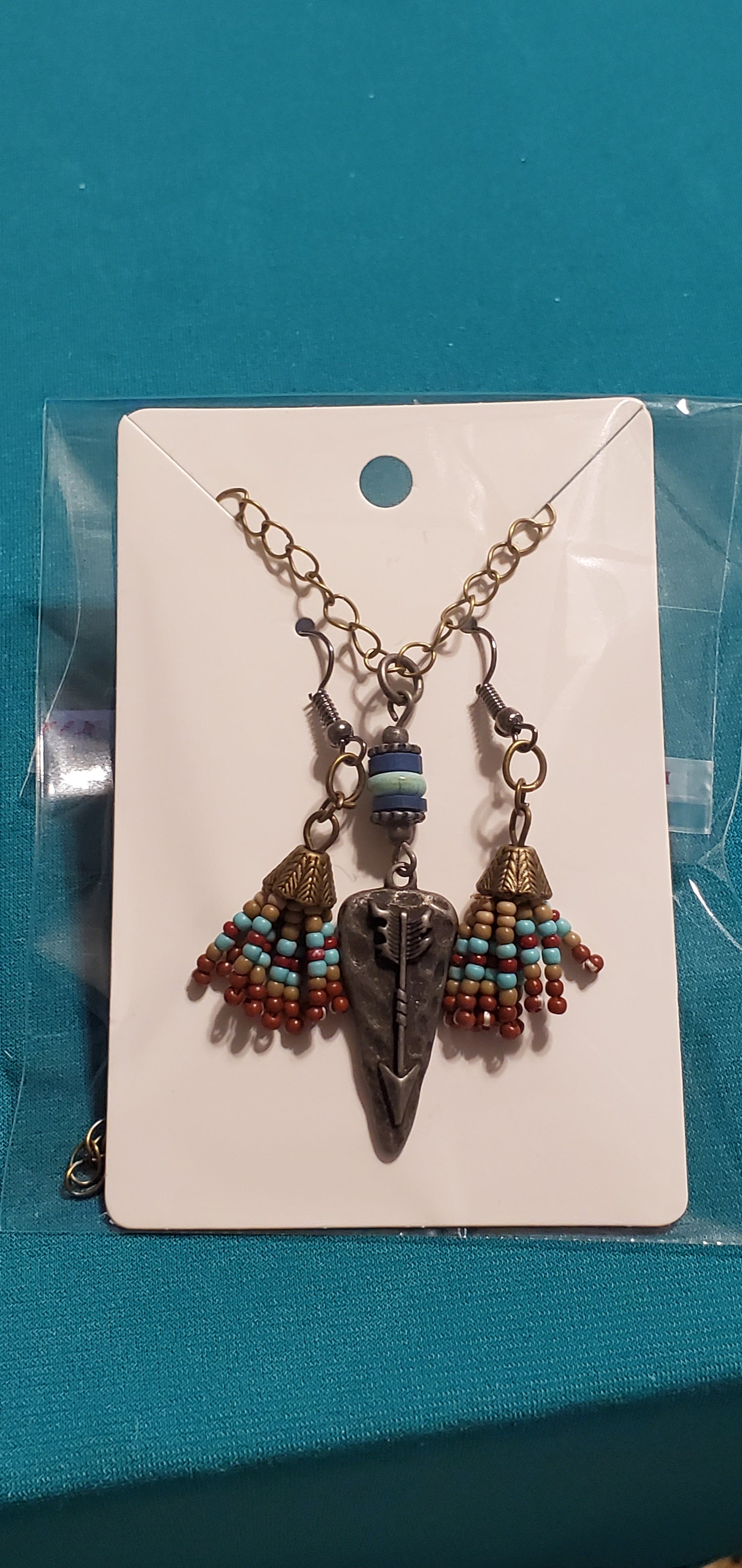 Bronze plated arrowhead necklace
