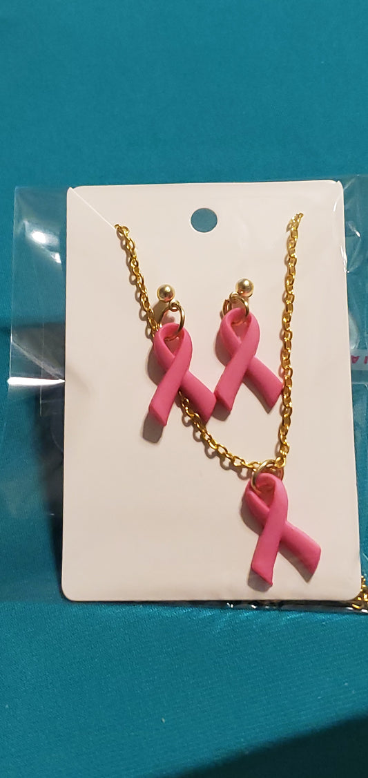 Pink cancer free earrings with gold plated post