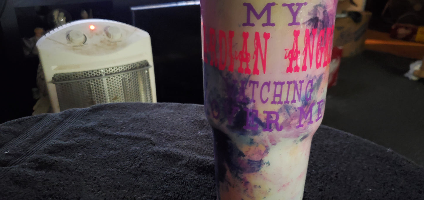 Guardian Angel watching over me tumbler cup
