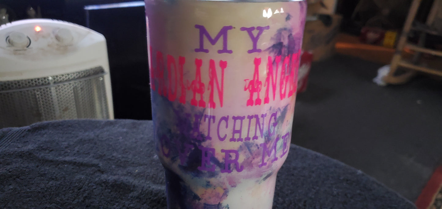Guardian Angel watching over me tumbler cup