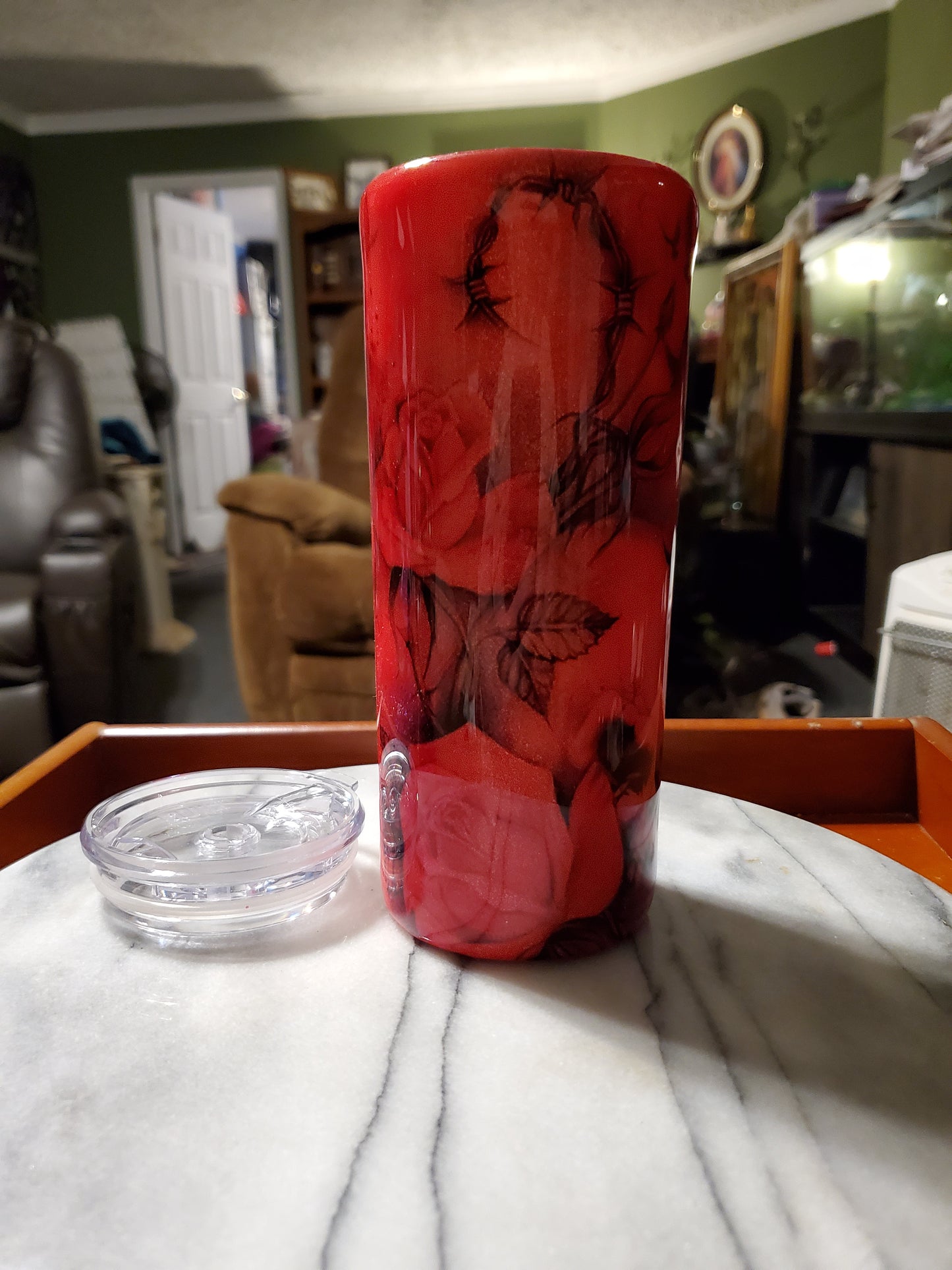 20 oz Roses on a cross Double walled insulated Stainless steel tumbler cup