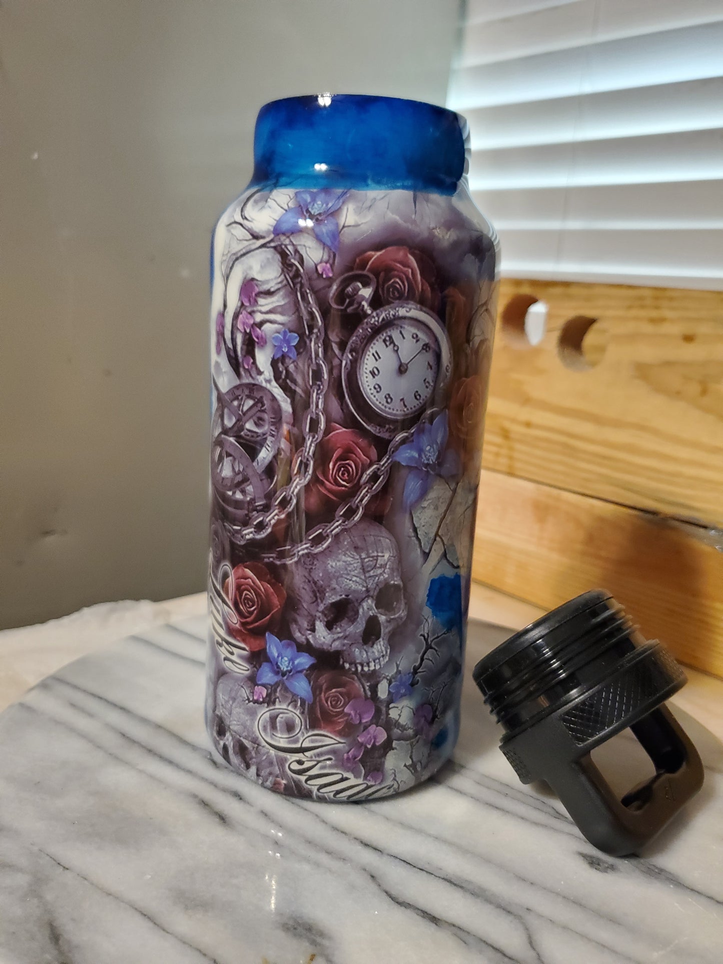 36 oz Skelton and chain water bottle
