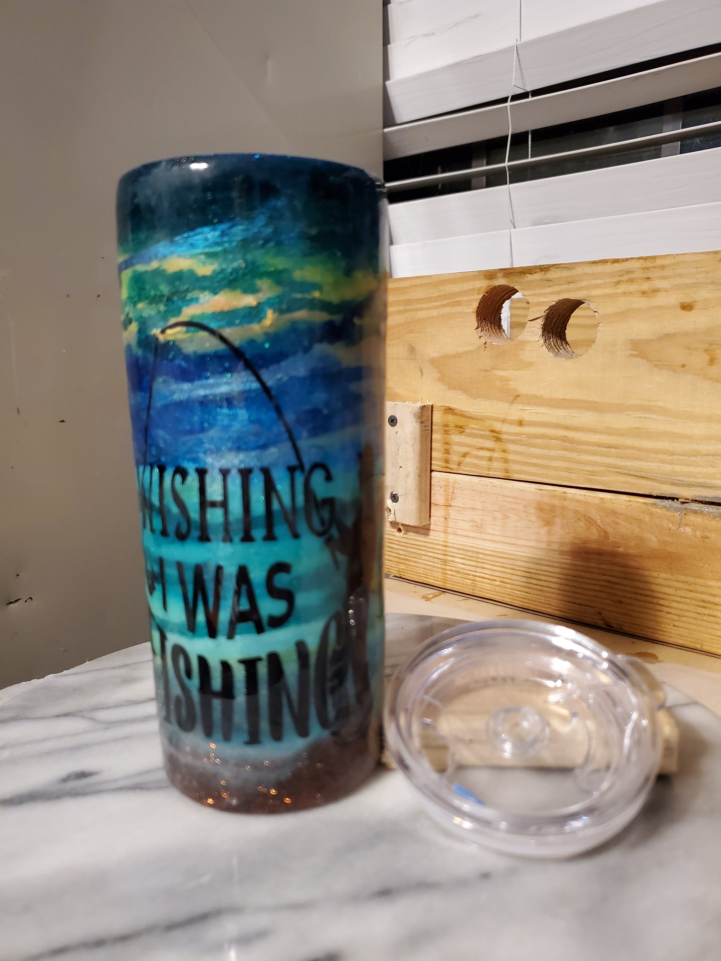 Gone fishing 20 oz Double walled insulated Stainless steel tumbler cup