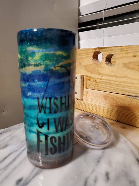 Gone fishing 20 oz Double walled insulated Stainless steel tumbler cup