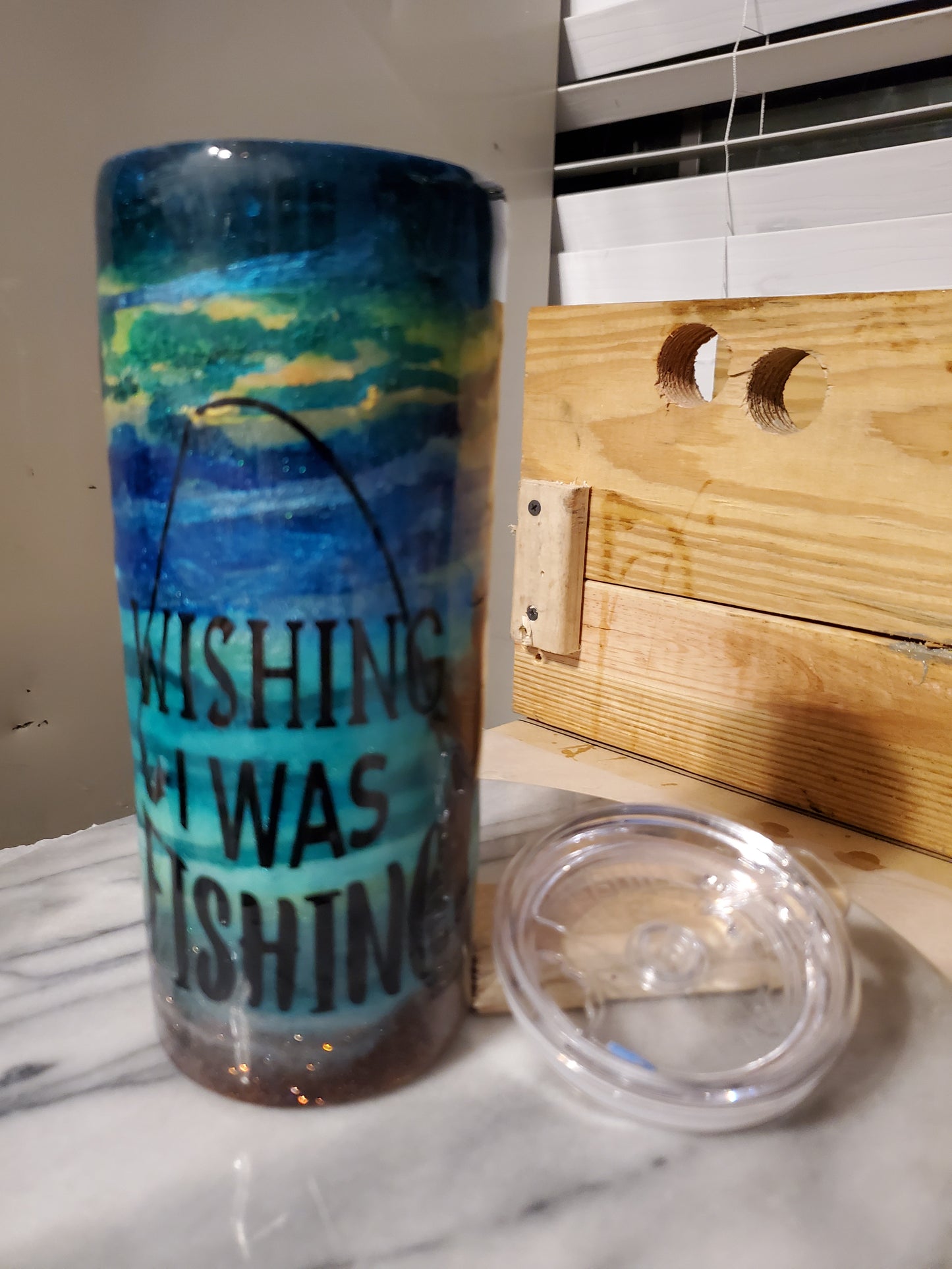 Gone fishing 20 oz Double walled insulated Stainless steel tumbler cup