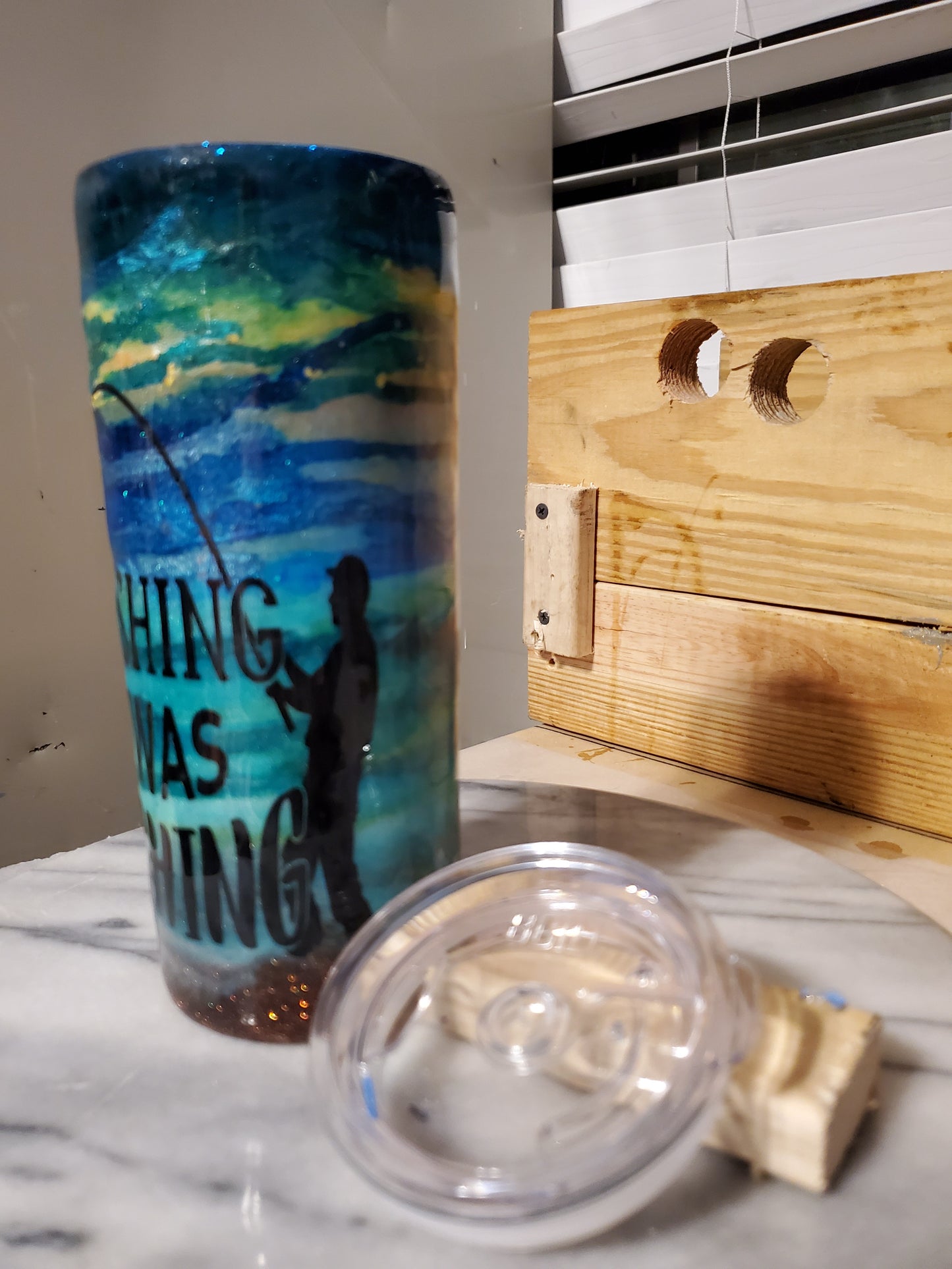 Gone fishing 20 oz Double walled insulated Stainless steel tumbler cup
