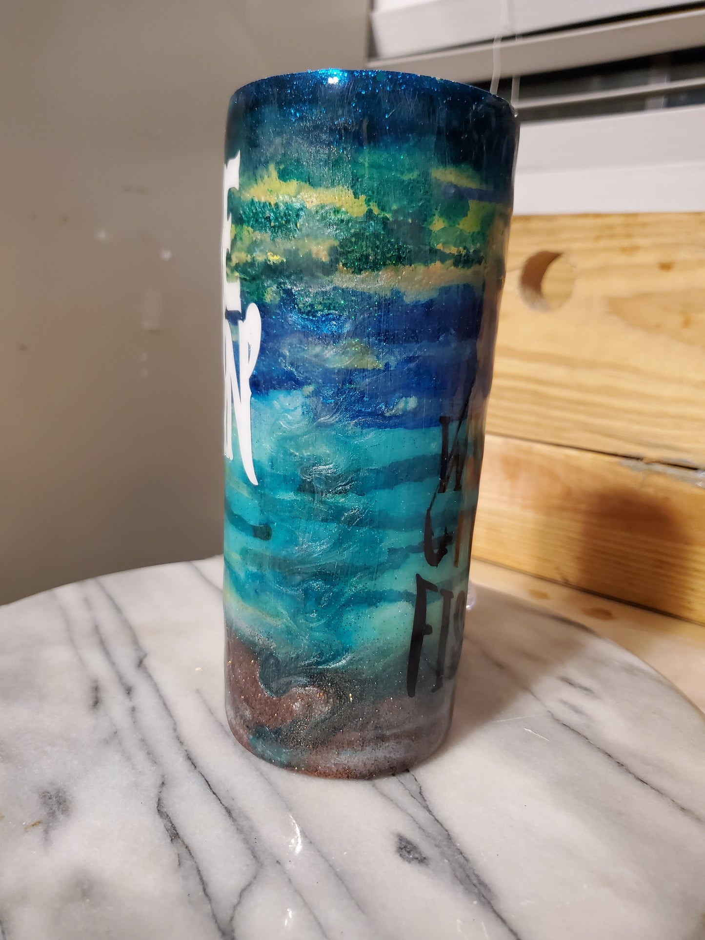 Gone fishing 20 oz Double walled insulated Stainless steel tumbler cup