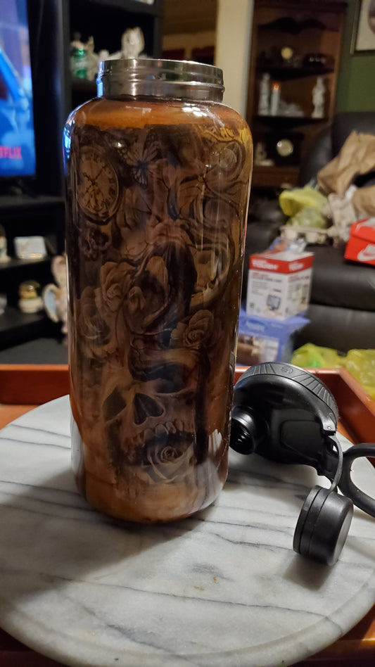 40 oz Sooky skeleton head tumbler