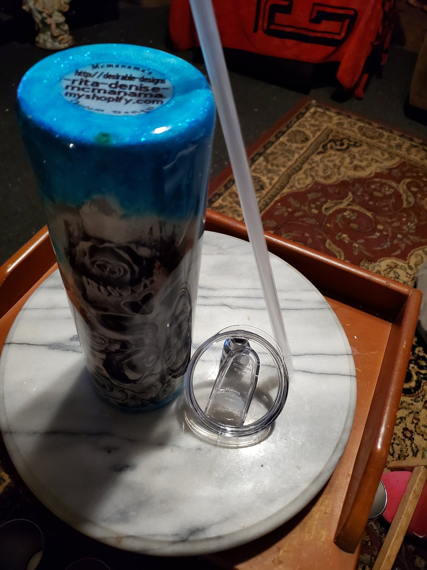 30 oz Lady on a motorcycle stainless steel tumbler cup