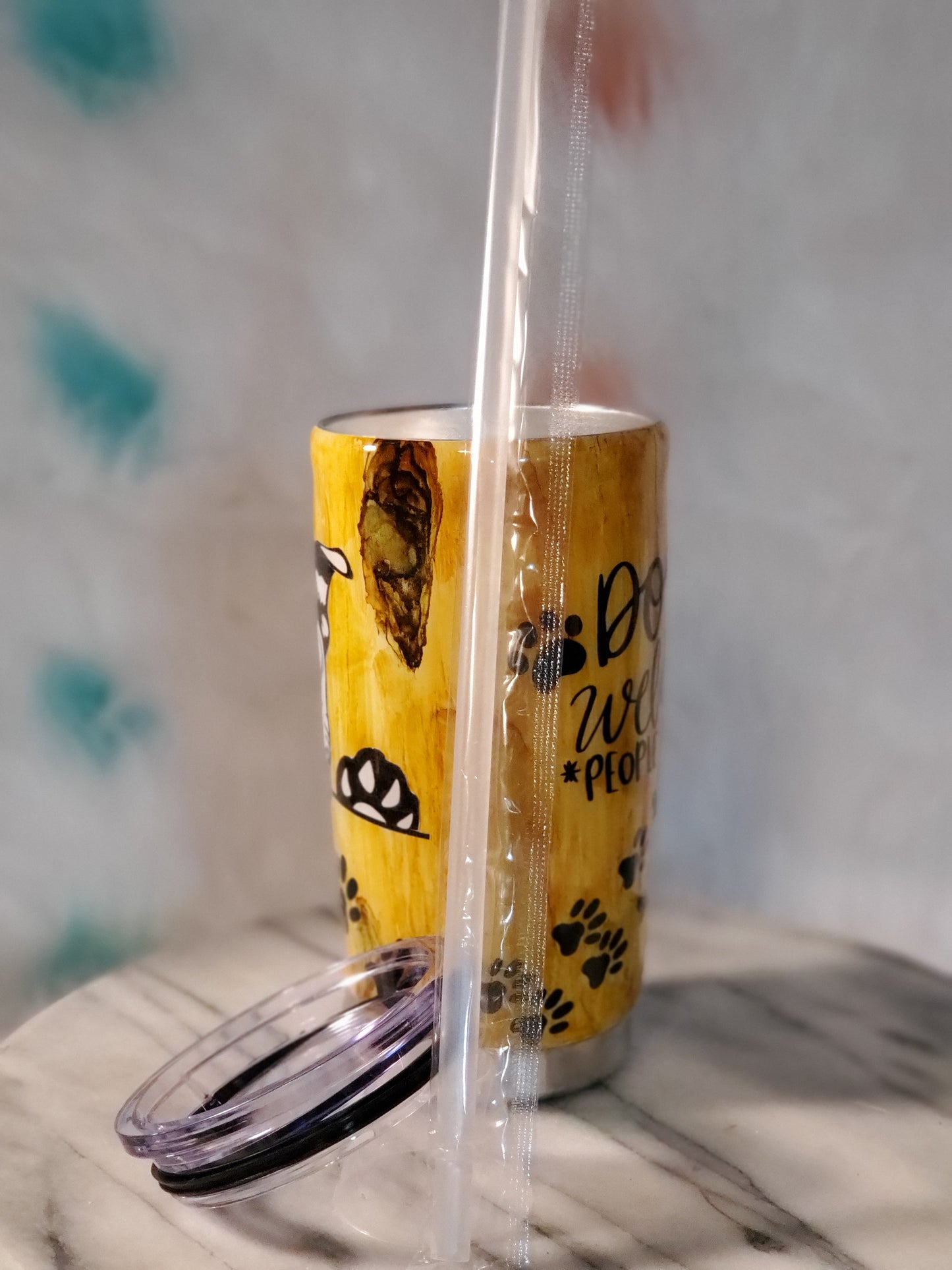 30 oz Dogs are welcome double wall stainless steel tumbler cup