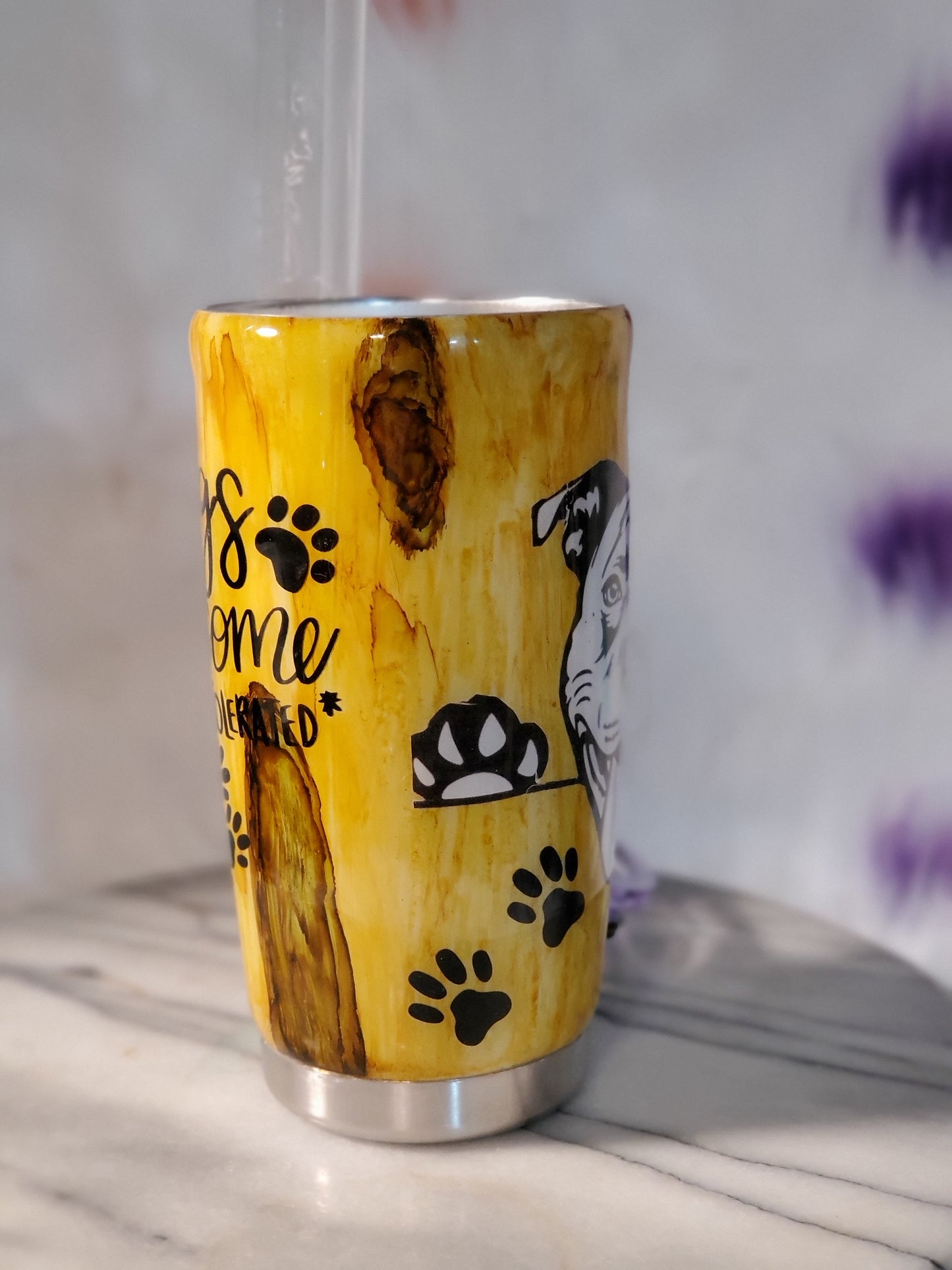 30 oz Dogs are welcome double wall stainless steel tumbler cup