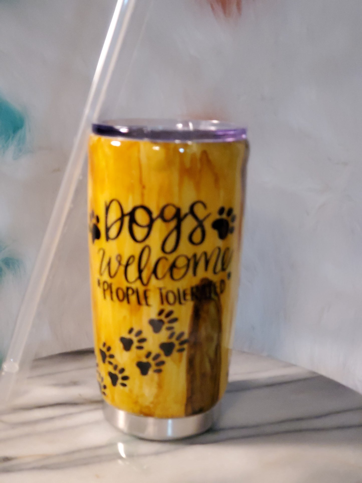 30 oz Dogs are welcome double wall stainless steel tumbler cup