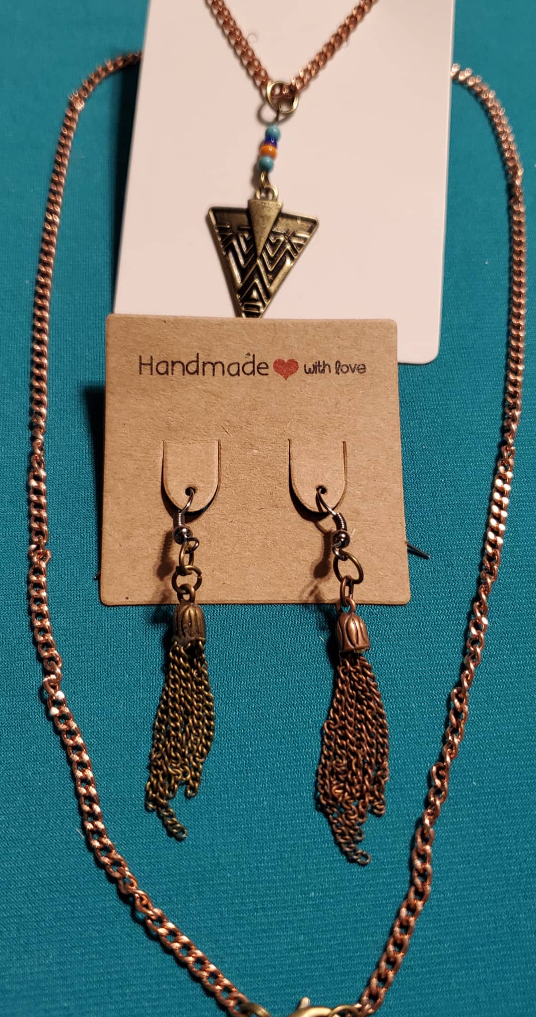 Bronze plated chain earrings